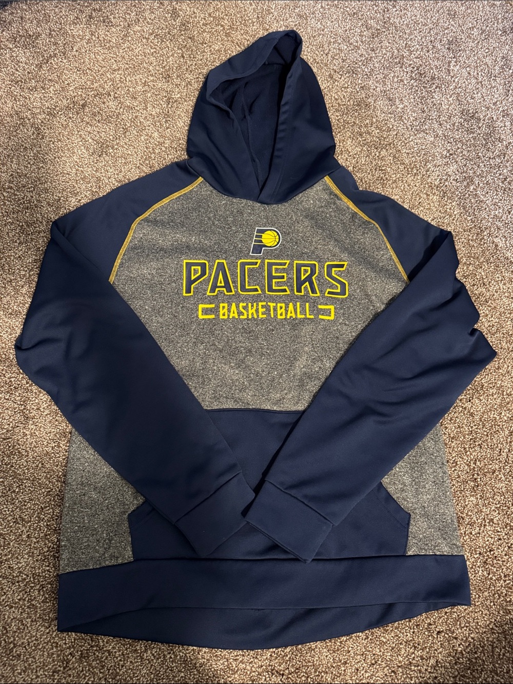 Fanatics Navy and Gray Pacers Basketball Crewneck Hoodie
